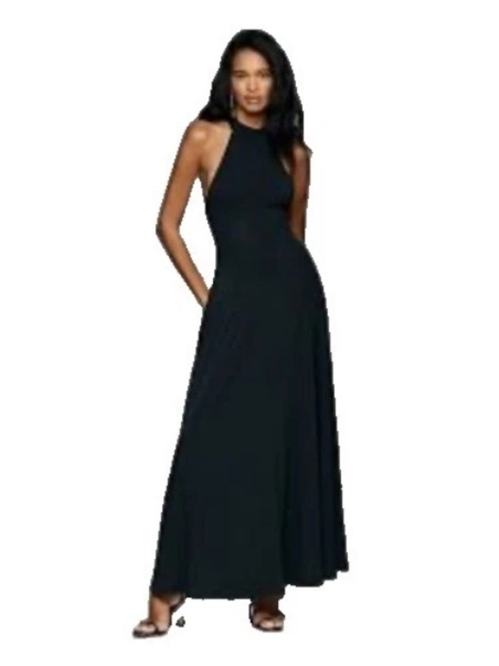 New Anthropologie Halter A-Line Black Maxi Dress S Evening Strappy Backless Chic